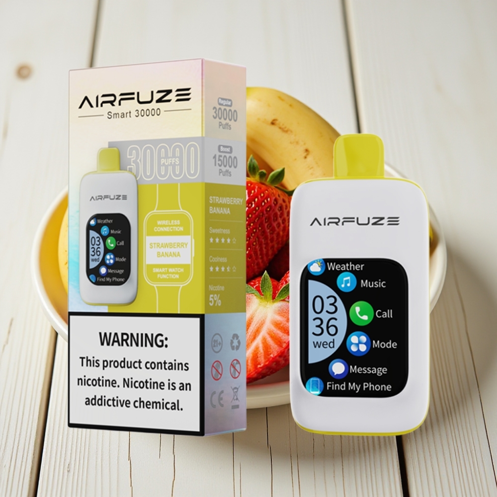 AirFuze Smart 30000 Puffs Disposable Pod Çilek Muz 5 Nikotin 900mAh Type-C
