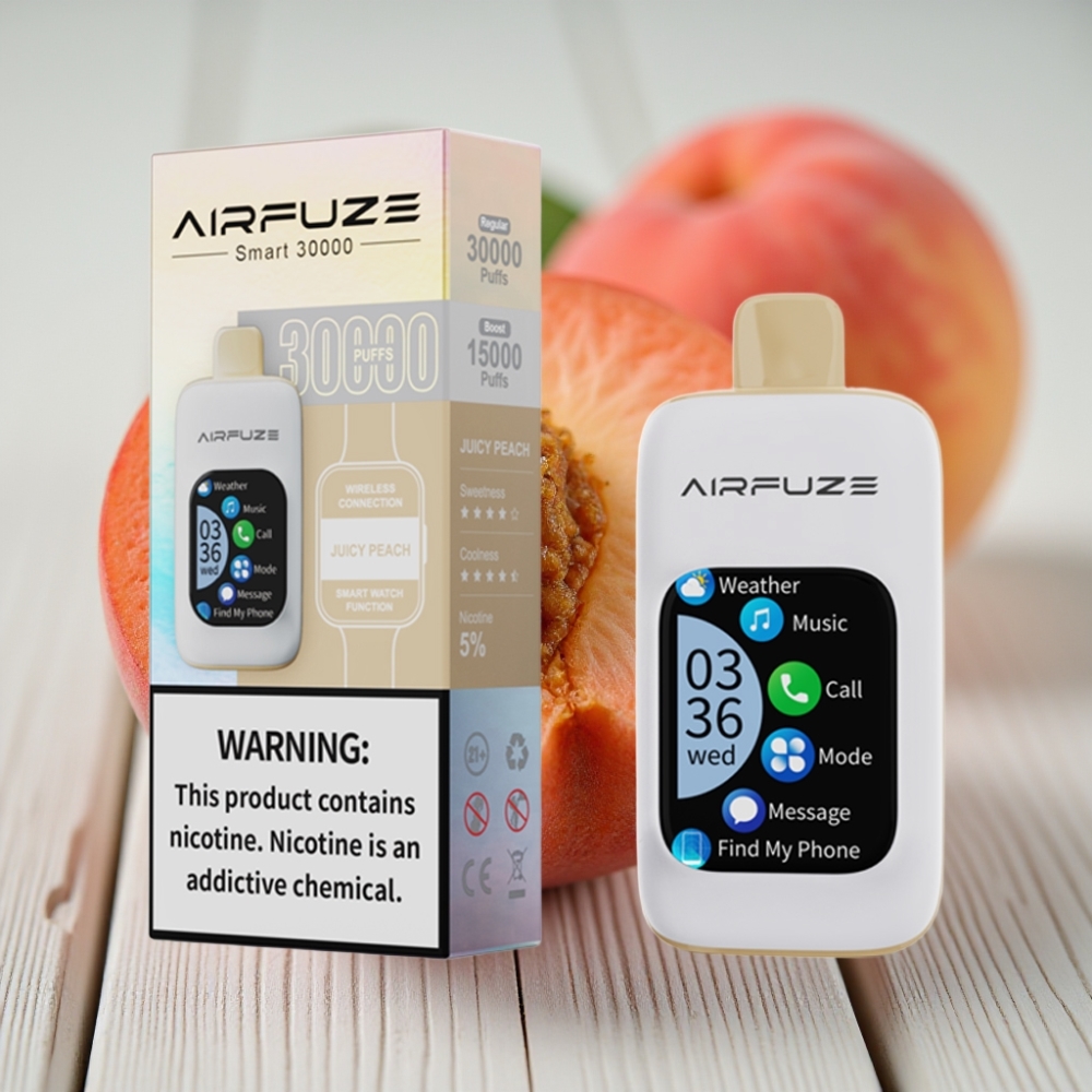 AirFuze Smart 30000 Puffs Disposable Pod Şeftali Aromalı 5 Nikotin 900mAh Type-C