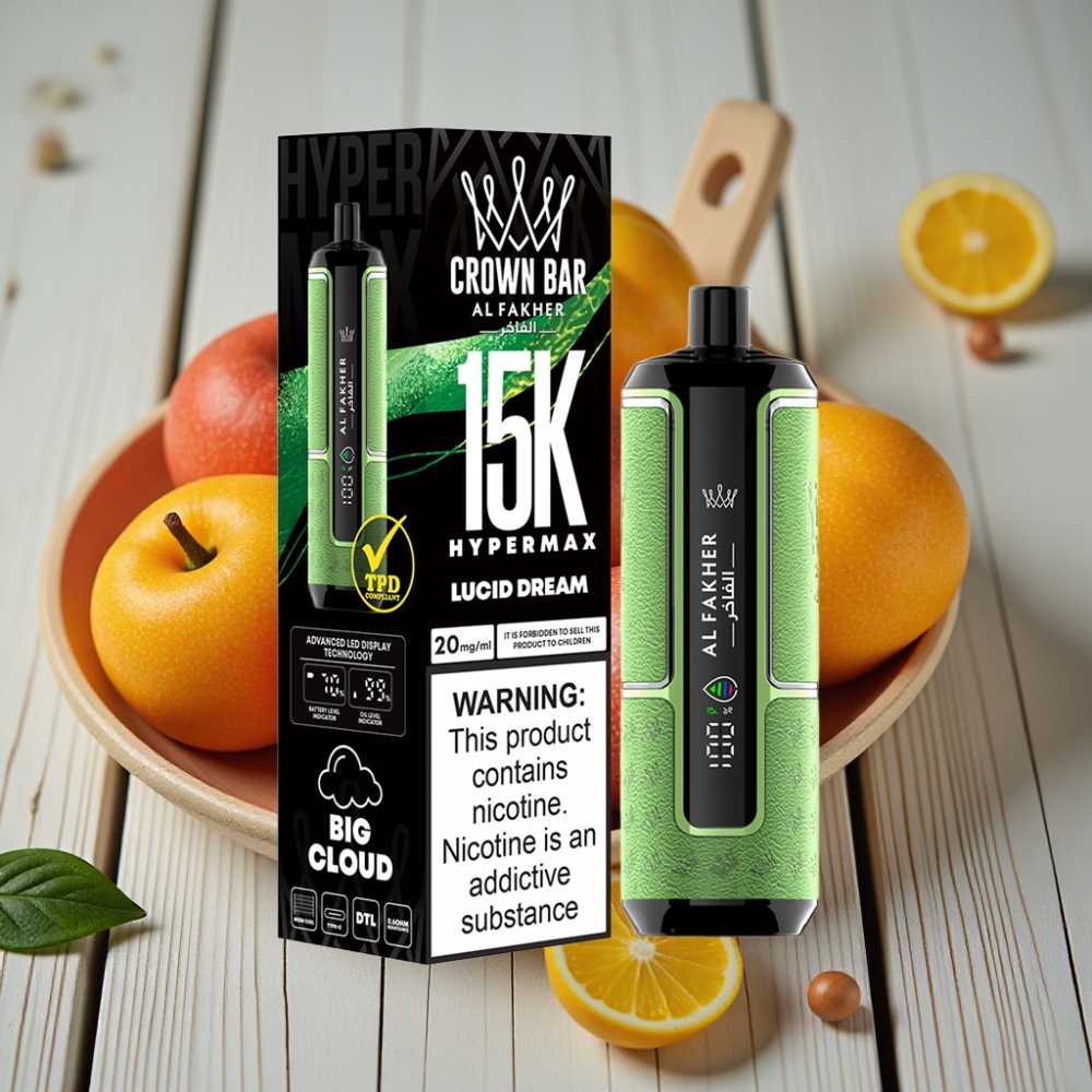 Al Fakher Crown Bar 15K Hypermax Tek Kullanımlık Vape Kit - 22ml 15000 Puf DTL 6mg/ml Lucid Dream