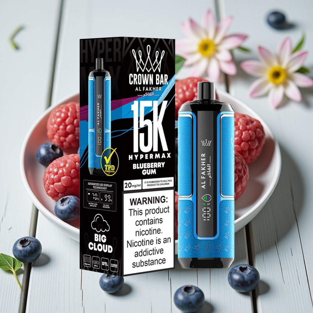 Al Fakher Crown Bar 15K Hypermax Tek Kullanımlık Vape Kit - Yaban Mersini Sakızı 22ml 15000 Puf