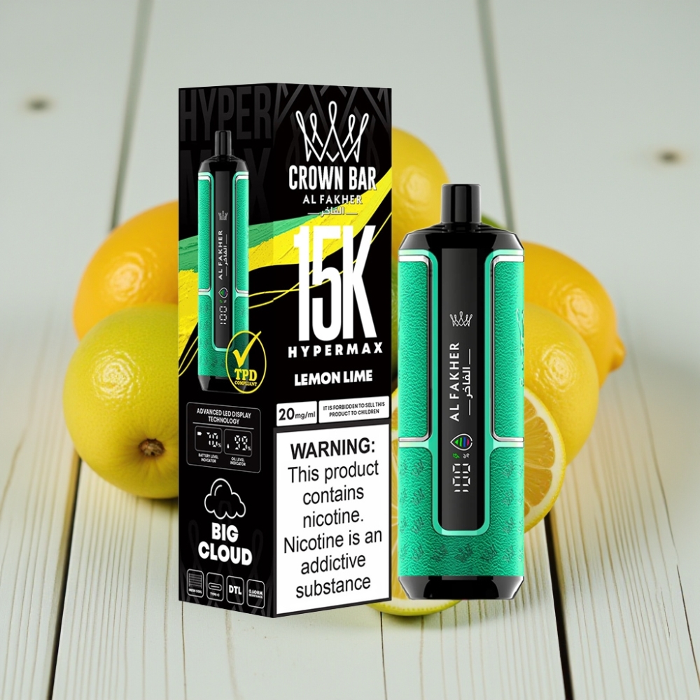 Al Fakher Crown Bar 15K Hypermax Tek Kullanımlık Vape Kit Limon Lime - 22ml 600mAh 15000 Puf