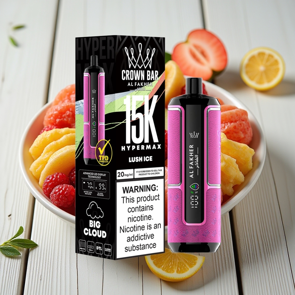 Al Fakher Crown Bar 15K Hypermax Tek Kullanımlık Vape Kit Luch Buz 22ml 600mAh 15000 Puff