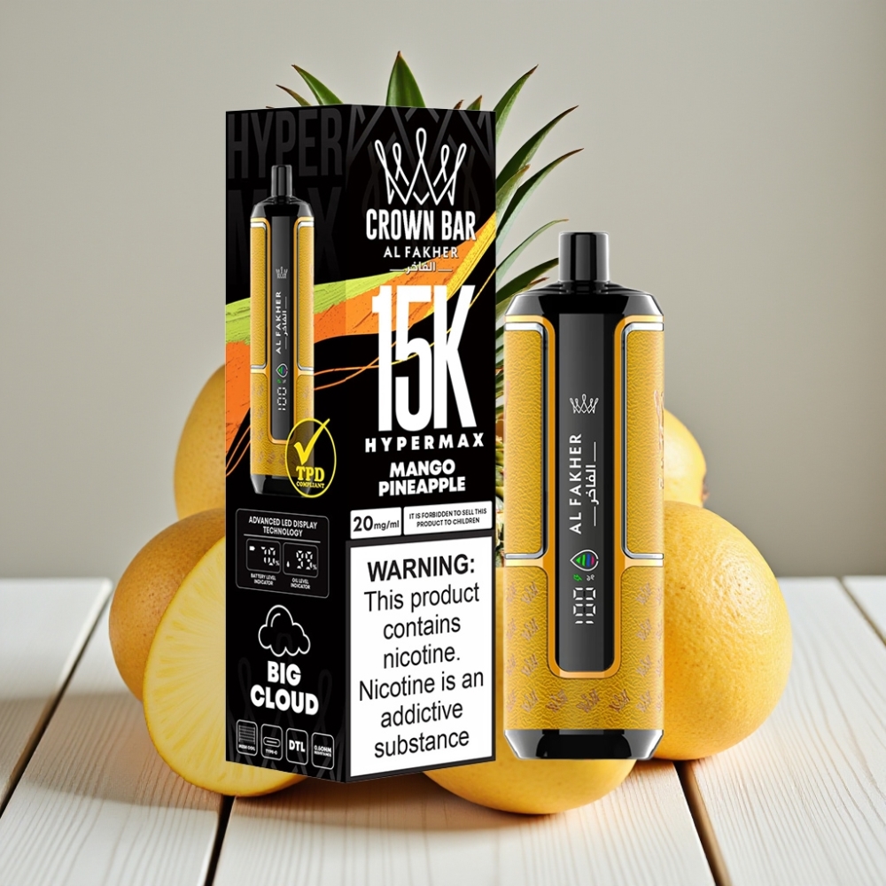 Al Fakher Crown Bar 15K Hypermax Tek Kullanımlık Vape Kit Mango Ananas – 22ml 600mAh 15K Puf
