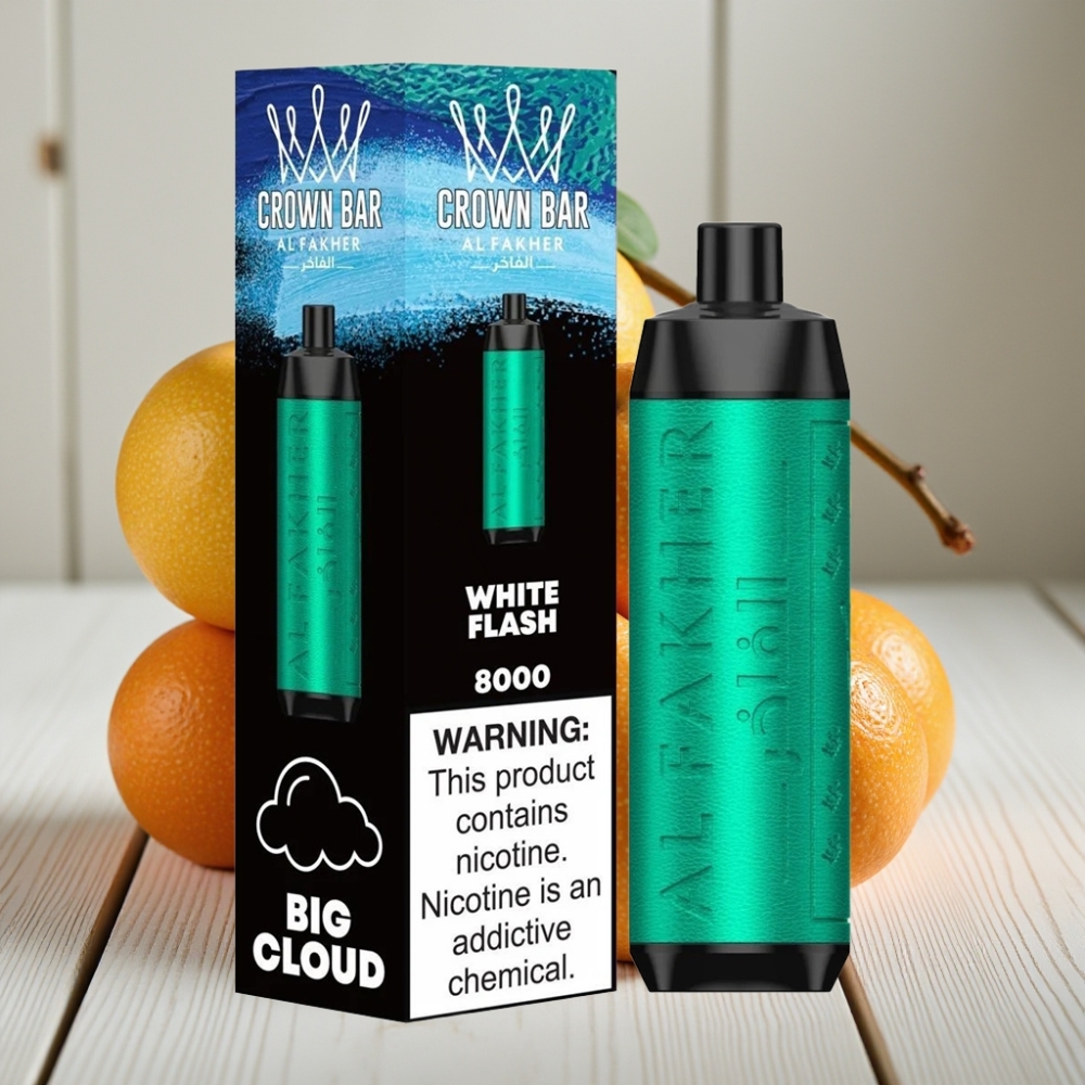 Al Fakher Crown Bar 8000 Crystal Tek Kullanımlık Vape Beyaz Işık – 18ml 8000 Puff 600mAh