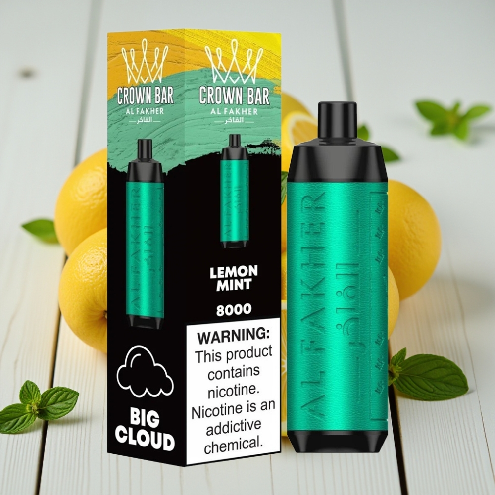 Al Fakher Crown Bar 8000 Crystal Tek Kullanımlık Vape Limon Nane – 18ml 8000 Puff 5mg Nikotin
