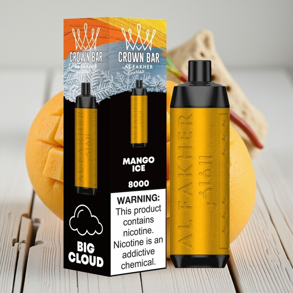 Al Fakher Crown Bar 8000 Crystal Tek Kullanımlık Vape Mango Buzlu – 18ml 5mg 8000 Puff