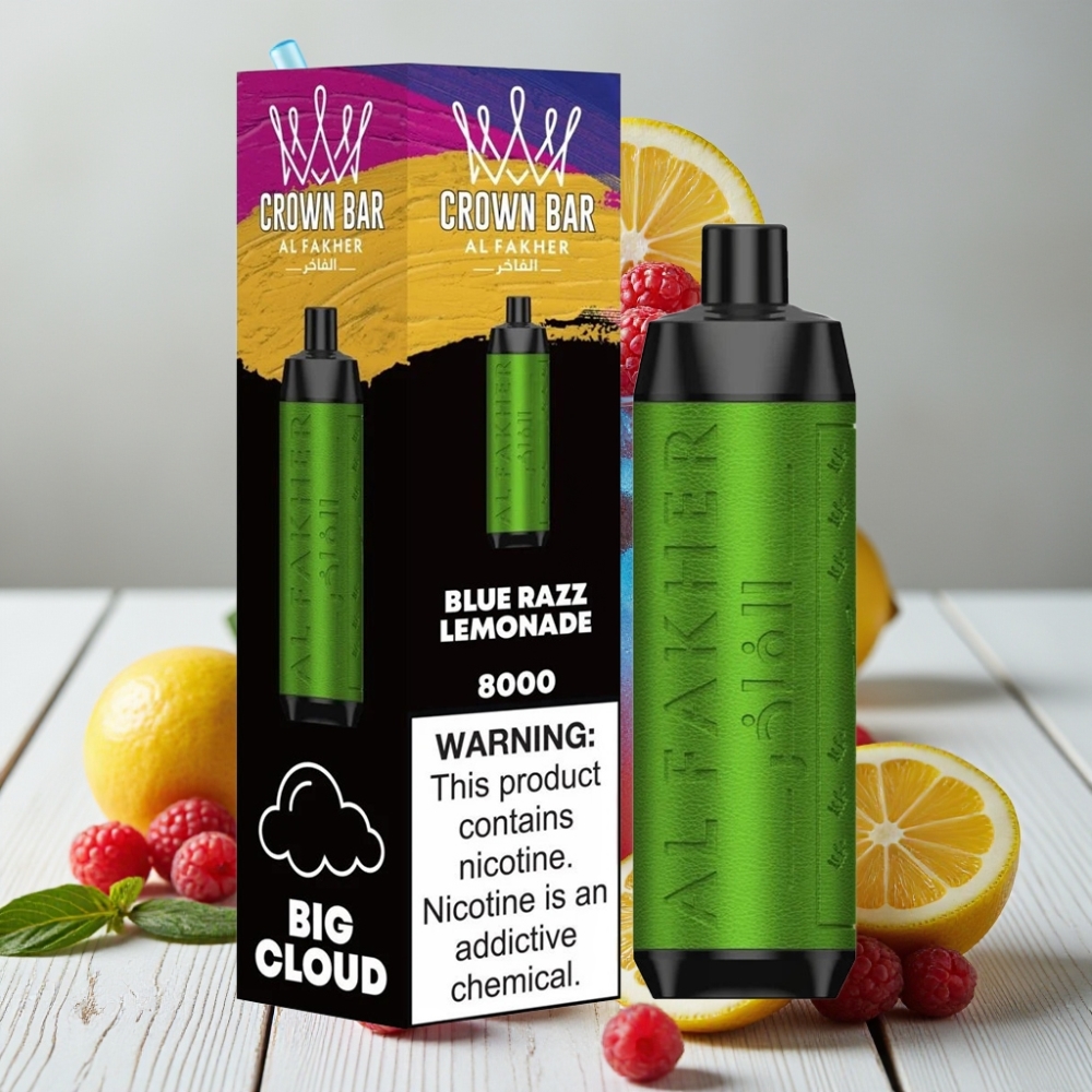 Al Fakher Crown Bar 8000 Crystal Tek Kullanımlık Vape Mavi Ahudulu Limonata – 18ml 8000 Puff 5mg