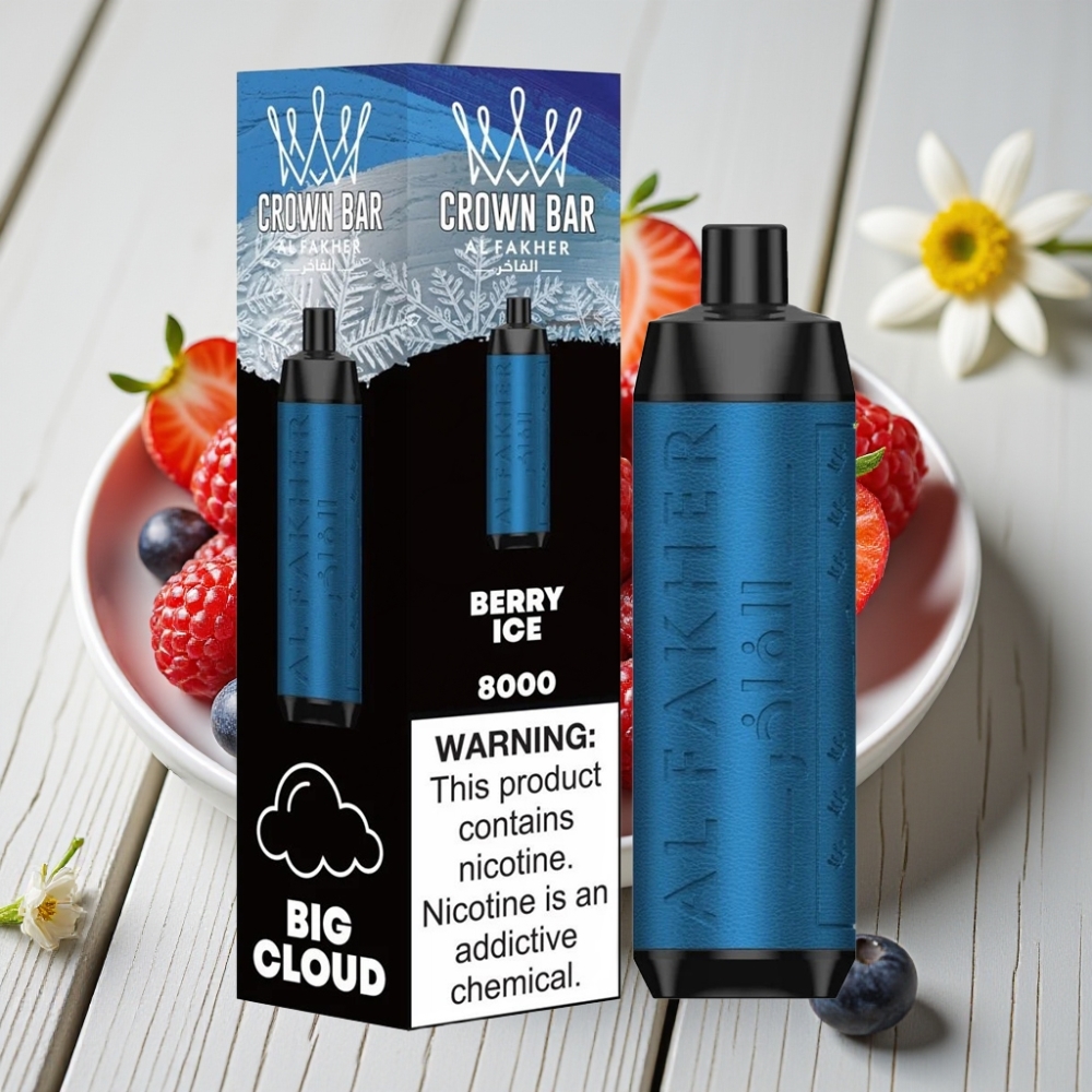 Al Fakher Crown Bar 8000 Crystal Tek Kullanımlık Vape Meyve Buzu – 18ml 8000 Puf 600mAh