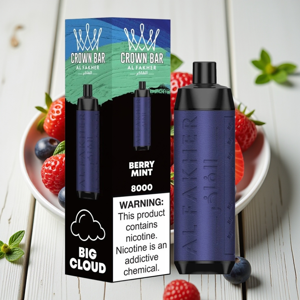 Al Fakher Crown Bar 8000 Crystal Tek Kullanımlık Vape Meyve Naneli – 18ml 5mg 8000 Puff