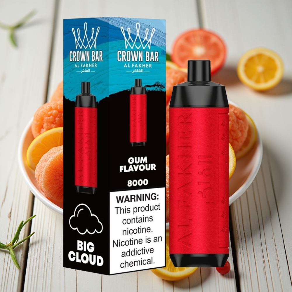 Al Fakher Crown Bar 8000 Crystal Tek Kullanımlık Vape Sakız Aromalı 18ml 8000 Puff USB-C
