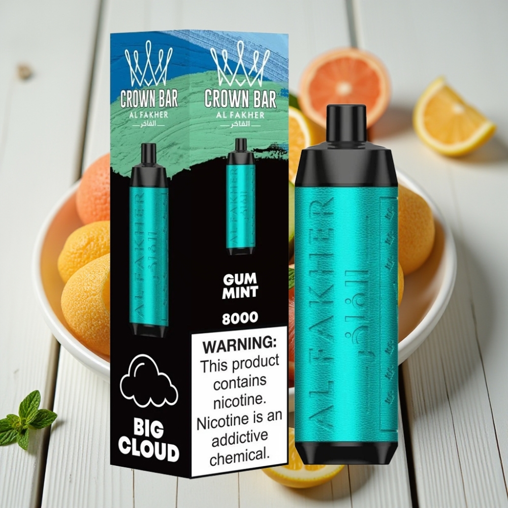 Al Fakher Crown Bar 8000 Crystal Tek Kullanımlık Vape Sakız Naneli - 18ml 5mg 8000 Puff