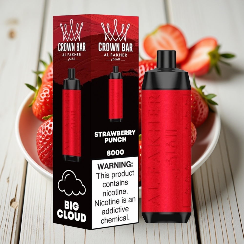Al Fakher Crown Bar 8000 Crystal Tek Kullanımlık Vape Çilek Punch – 18ml 8000 Puff 5mg Nikotin