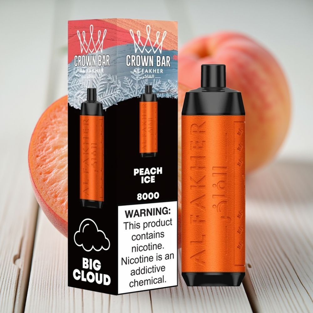 Al Fakher Crown Bar 8000 Crystal Tek Kullanımlık Vape Şeftali Buz – 18ml 8000 Puff Type-C