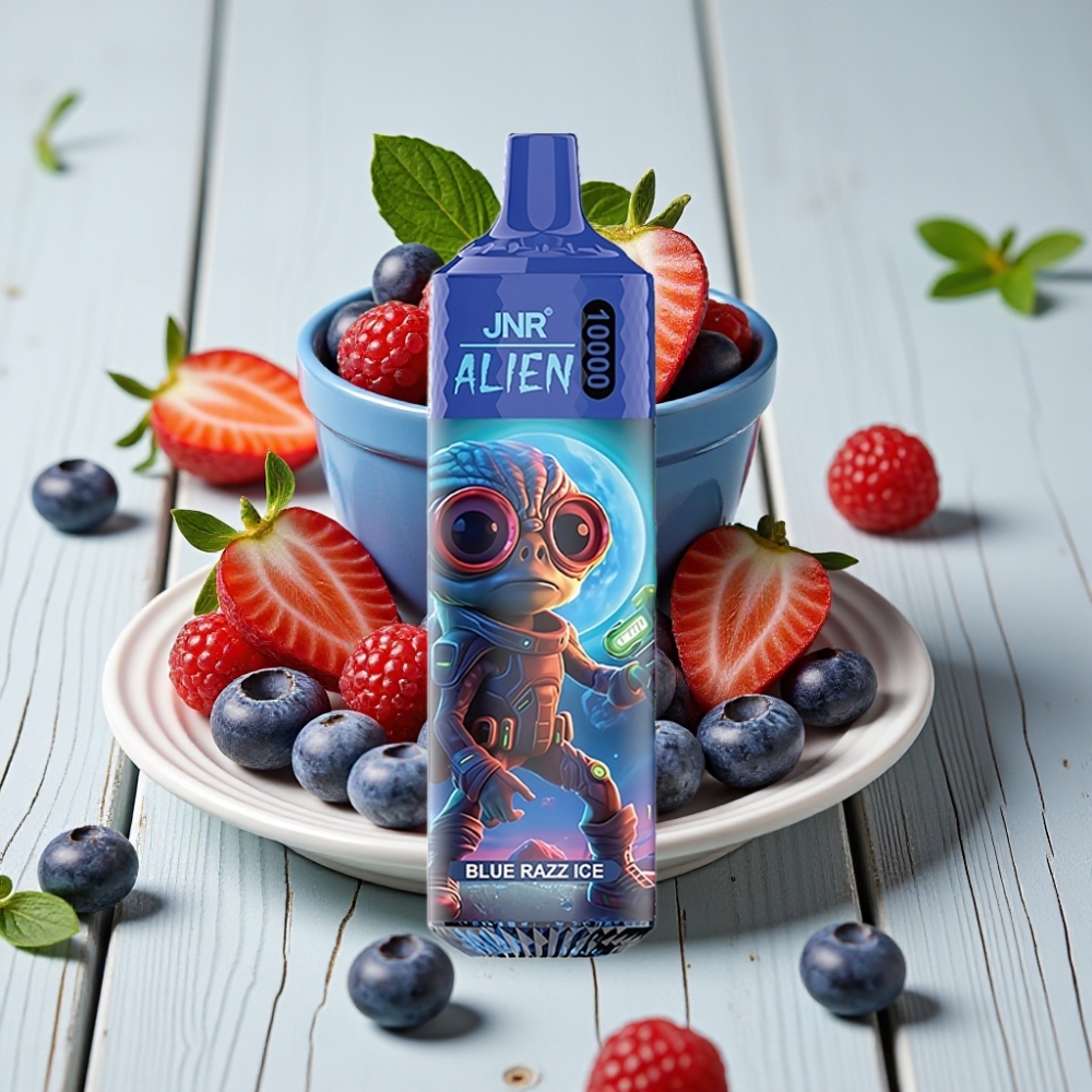 JNR Alien 10000 Puffs Mavi Ahududu Buz – 850mAh 20ml Type-C RGB LED