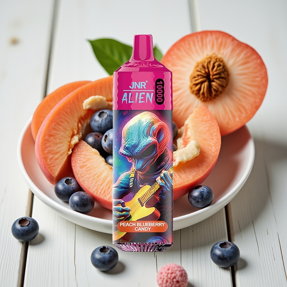 JNR Alien 10000 Puffs Şeftali Yaban Mersini Şeker 850mAh 20ml Type-C RGB