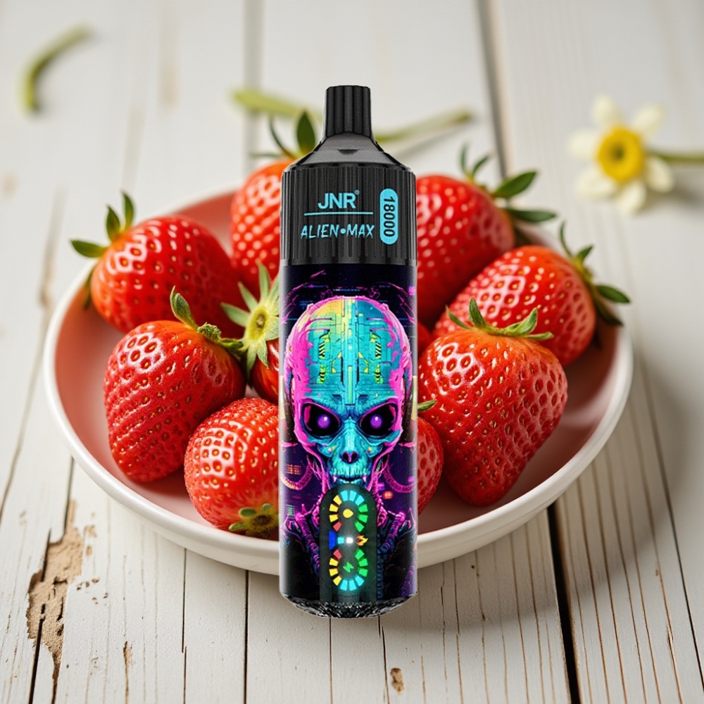 JNR Alien Max 18000 Puffs Hubba Bubba Çilek 28ml 850mAh Tip-C 0-5 Nikotin