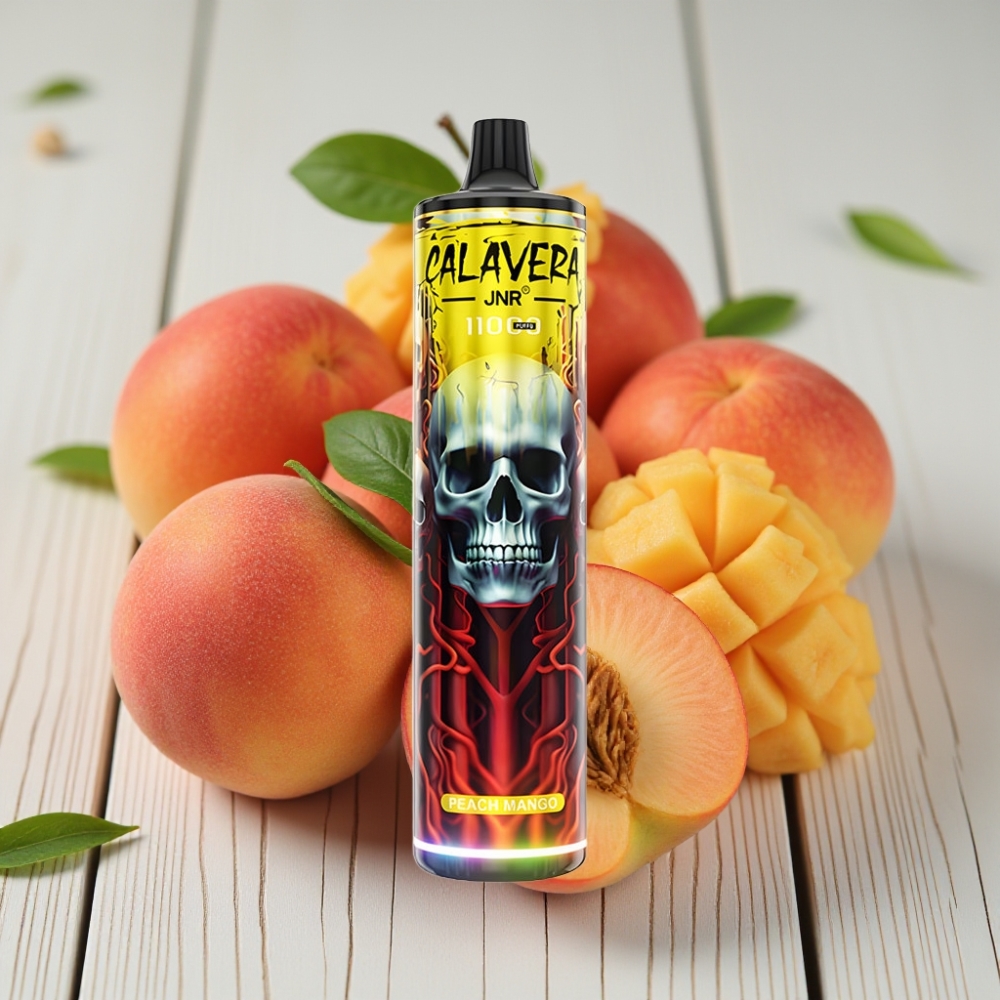 JNR Calavera 11000 Puff Şeftali Mango Aromalı Tek Kullanımlık Vape - 850mAh 21ml 10ohm