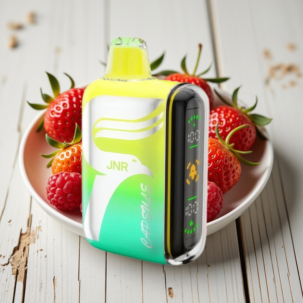 JNR Capsule 15000 Puffs Çilek Ahududu Kiraz - 850mAh 20ml Dual Mesh Coil Smart LED