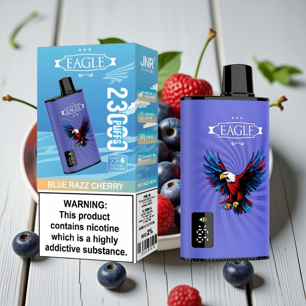 JNR EAGLE Smart 23000 Puff Tek Kullanımlık Vape Blue Ahudulu Kiraz – Dijital Ekran 25ml 750mAh