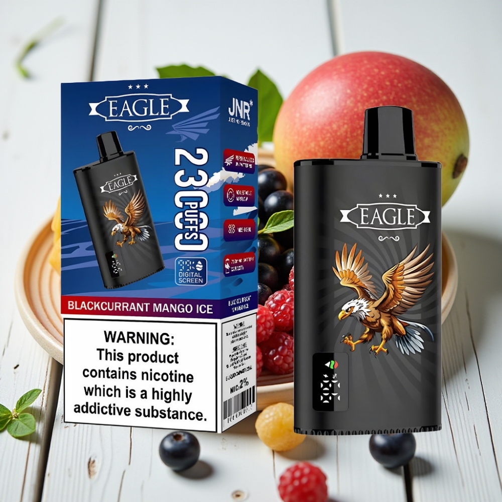 JNR EAGLE Smart 23000 Puffs Tek Kullanımlık Vape Böğürtlenli Mango Buz – Dijital Ekran 10ohm Mesh 750mAh