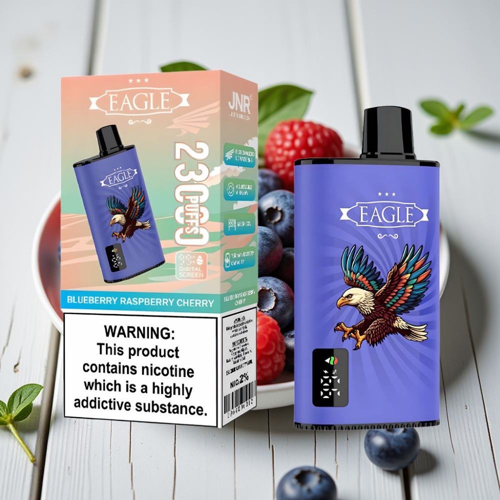 JNR EAGLE Smart 23000 Puffs Tek Kullanımlık Vape Yaban Mersini Ahududu Kiraz 25ml 750mAh Type-C