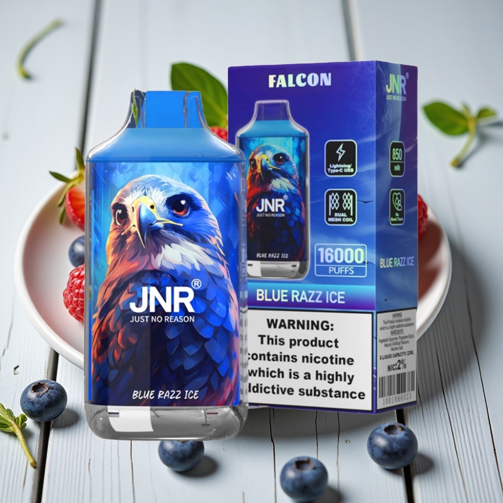 JNR Falcon 16000 Puffs Blue Razz Buzlu - 850mAh 22ml Dual Mesh Coil Type C