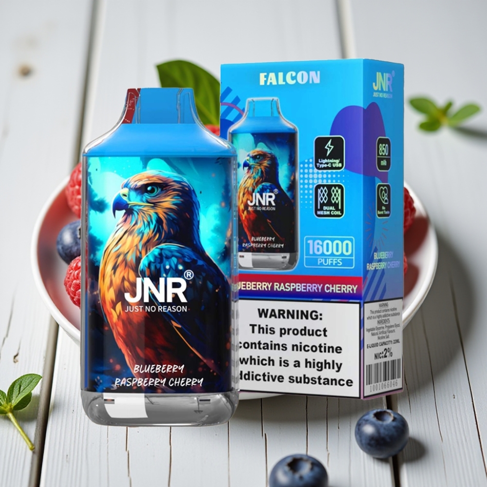 JNR Falcon 16000 Puffs Yaban Mersini Ahududu Kiraz – 850mAh 22ml Dual Mesh Coil