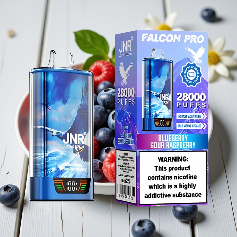 JNR Falcon Pro 28000 Tek Kullanımlık Vape Yaban Mersini Ekşi Ahududu 30ml 950mAh 28000 Puff