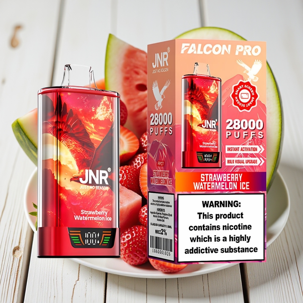 JNR Falcon Pro 28000 Tek Kullanımlık Vape Çilek Karpuz Buz 30ml 950mAh 28000 Puff 5 Nikotin