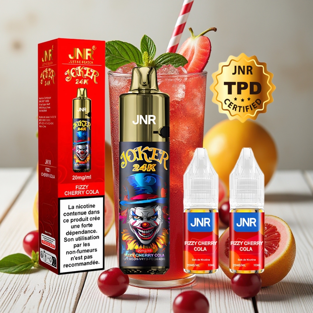 JNR Joker 24K Puffs Tek Kullanımlık Vape Gazlı Kiraz Kola 24000 Puff 2+10ml 800mAh