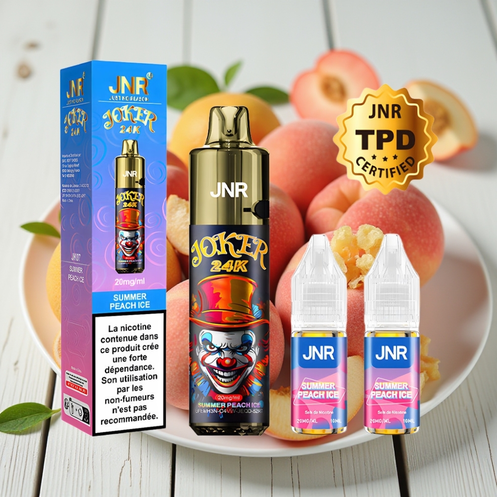 JNR Joker 24K Puffs Tek Kullanımlık Vape Yaz Şeftali Buz - 2+10ml 800mAh 24000 Puffs