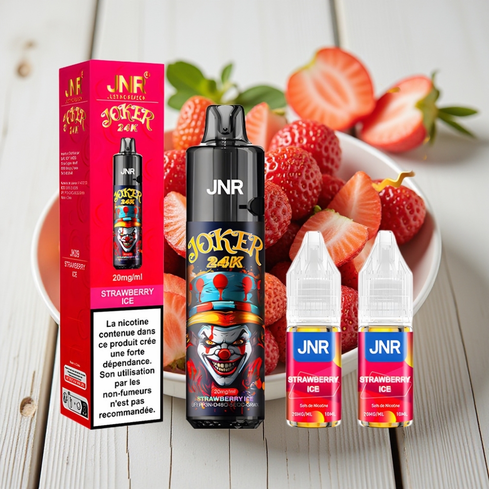 JNR Joker 24K Puffs Tek Kullanımlık Vape Çilek Buz - 24000 Puff 2+10ml 800mAh