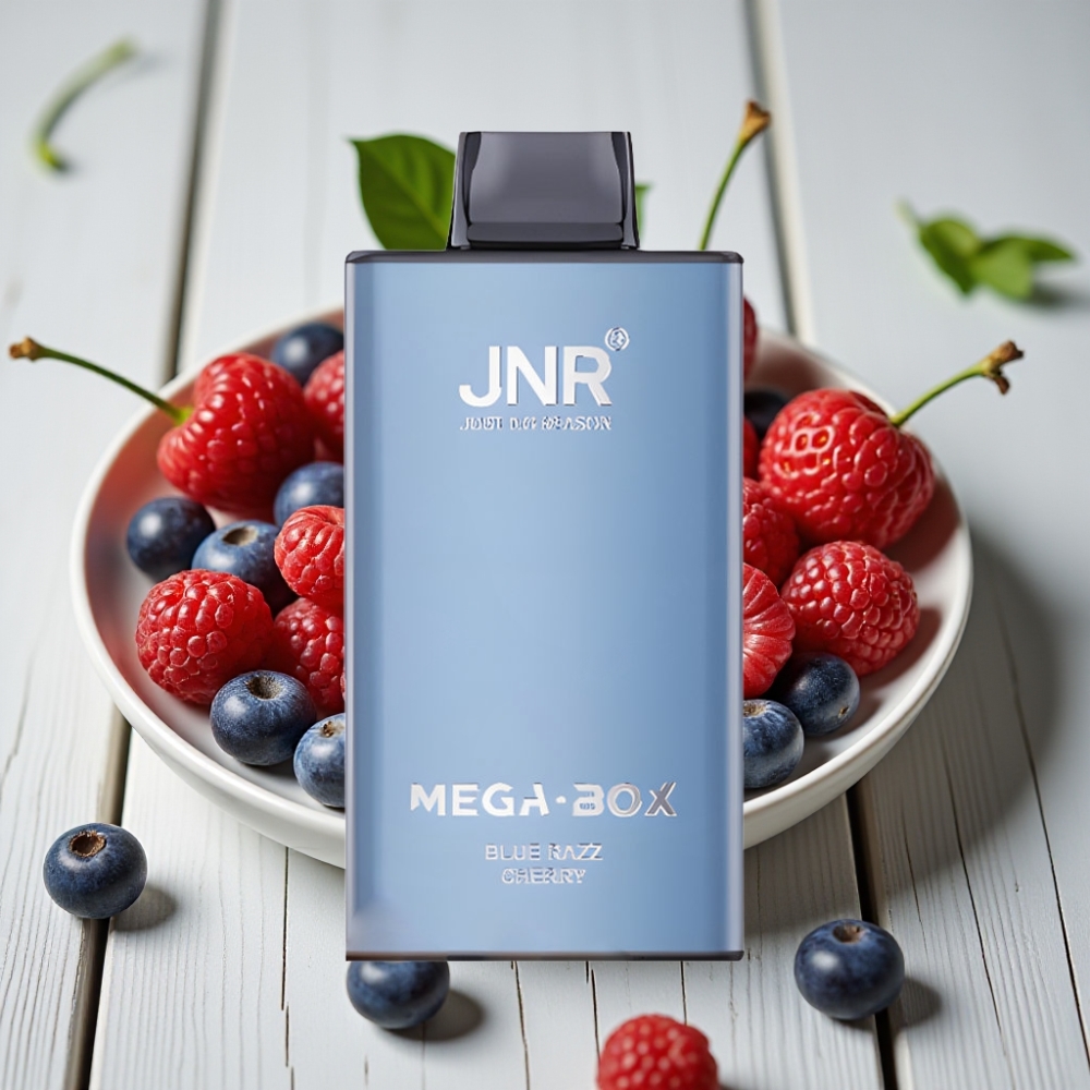 JNR Mega Box 25000 Puff Tek Kullanımlık Vape Blue Razz Kiraz – 30ml 850mAh Çift Mesh