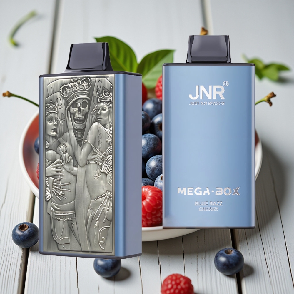 JNR Mega Box 25000 Puff Tek Kullanımlık Vape Blue Razz Kiraz – 30ml 850mAh Çift Mesh
