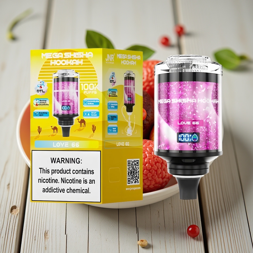 JNR Mega Shisha Hookah Masaüstü Uyumlu Aşk 66 - 100K Puf 60ml 2200mAh Type-C