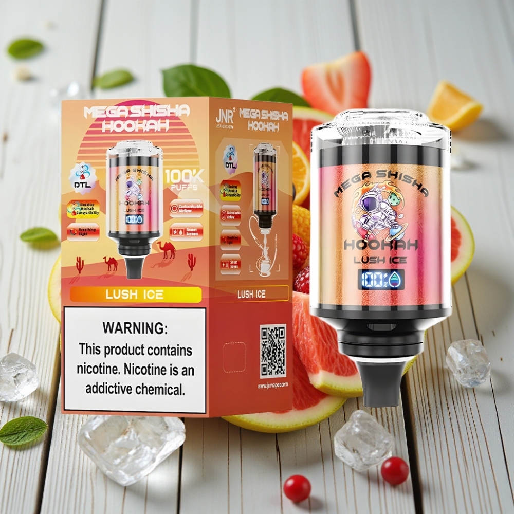 JNR Mega Shisha Hookah Masaüstü Uyumlu Lush Ice 100K Puff 60ml 2200mAh