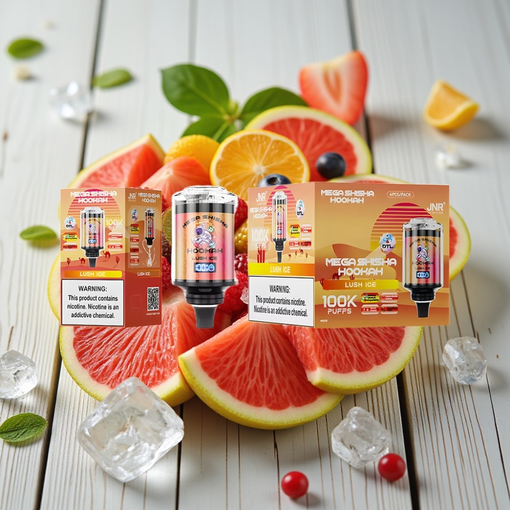 JNR Mega Shisha Hookah Masaüstü Uyumlu Lush Ice 100K Puff 60ml 2200mAh