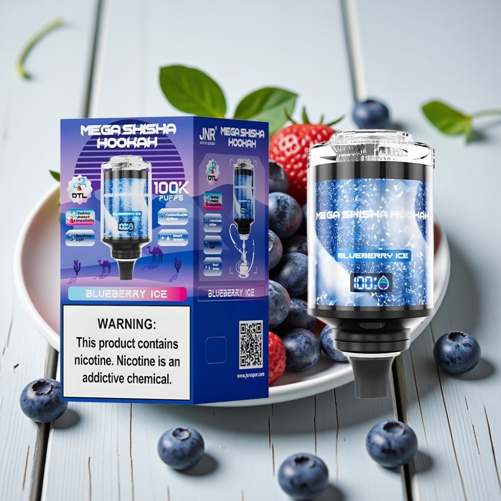 JNR Mega Shisha Hookah Masaüstü Uyumlu Yaban Mersini Buz 100K Puff 60ml 2200mAh