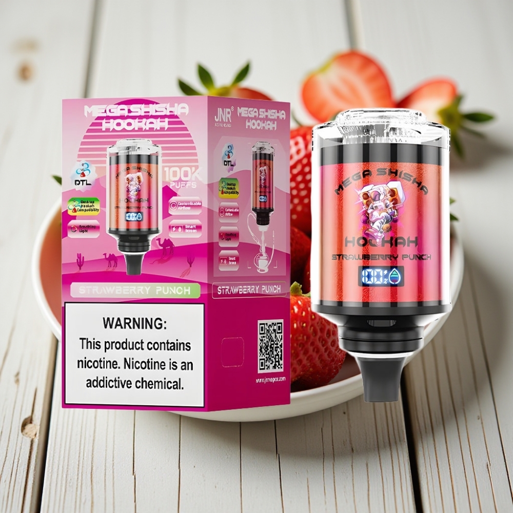 JNR Mega Shisha Hookah Masaüstü Uyumlu Çilek Punch 100K 60ml 2200mAh Type-C