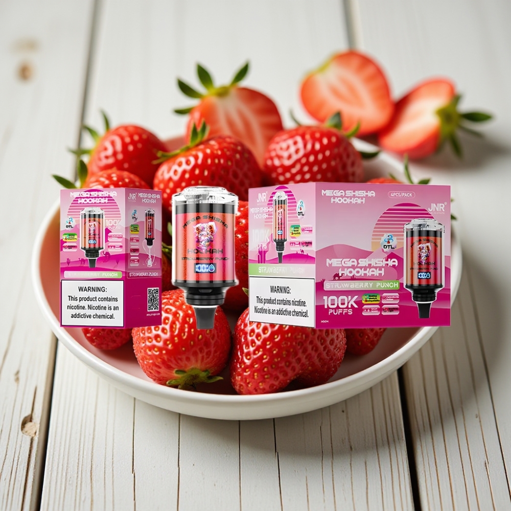 JNR Mega Shisha Hookah Masaüstü Uyumlu Çilek Punch 100K 60ml 2200mAh Type-C