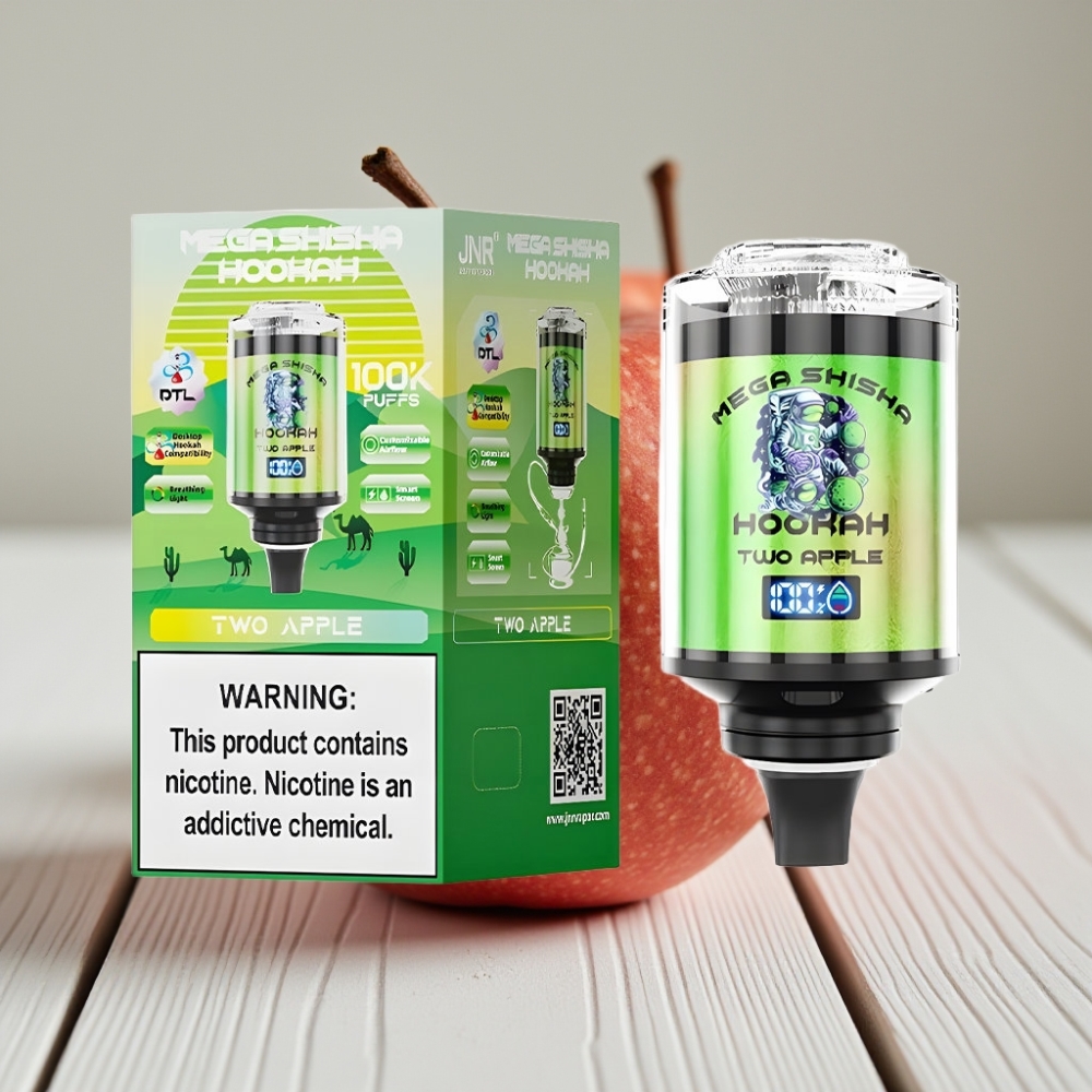 JNR Mega Shisha Hookah Masaüstü Uyumlu İki Elma Aromalı 100K Puff 2200mAh Type-C