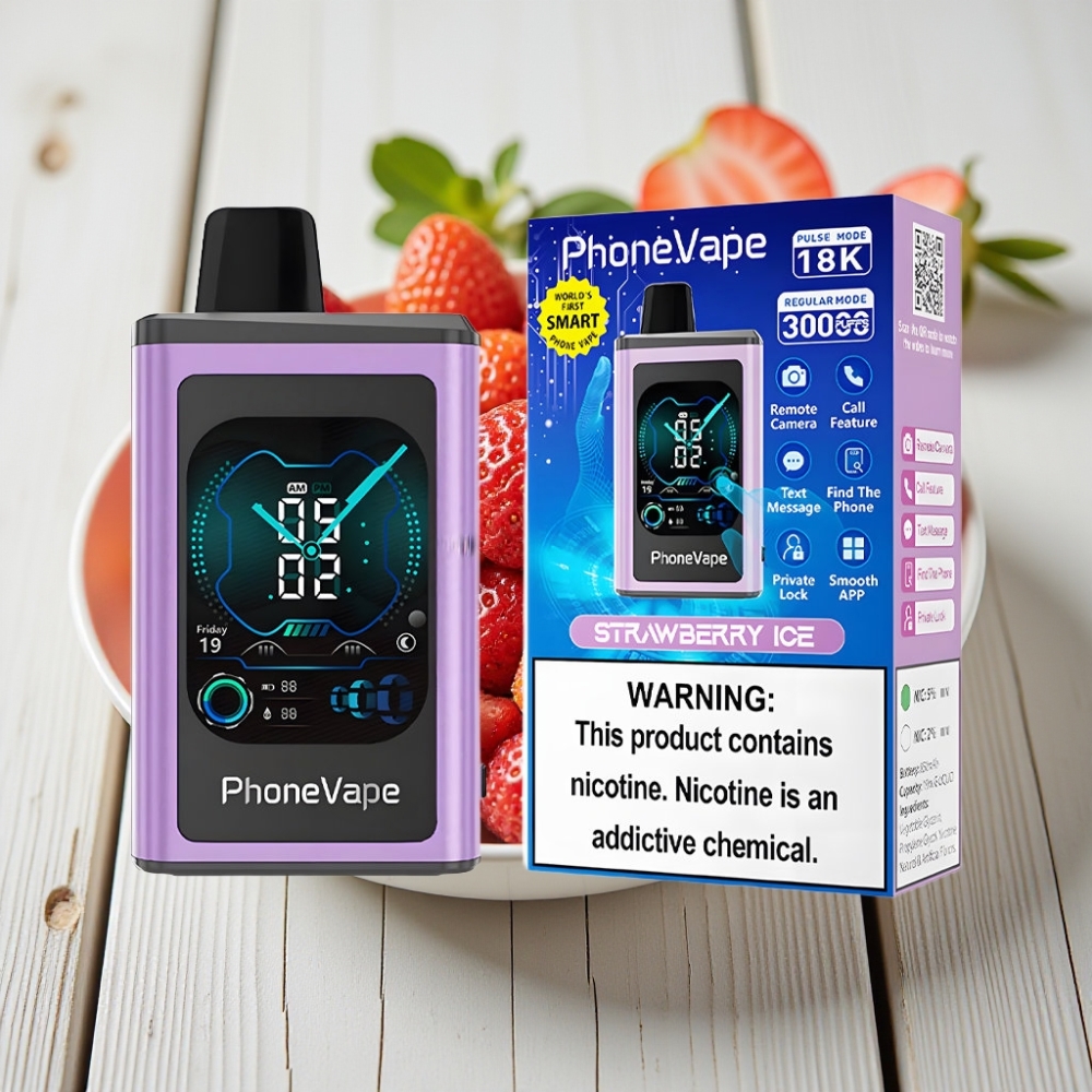 JNR PhoneVape 30000 puf Çilek Buz Tek Kullanımlık Vape 850mAh Turbo Mod Hava Akışı Ayarlı