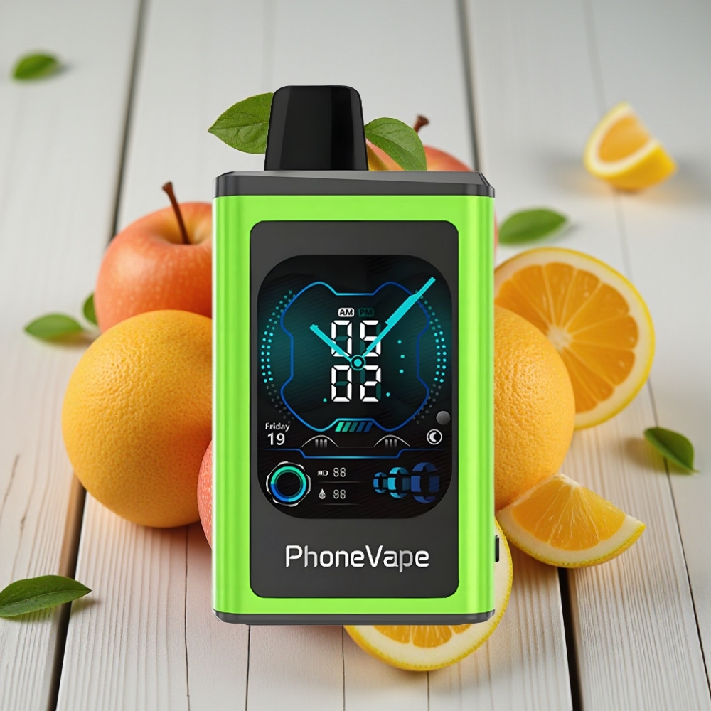 JNR PhoneVape 30000 puffs Tek Kullanımlık Vape Ekşi Elma Buz 850mAh Type-C Turbo Mod Ayarlanabilir Hava Akışı