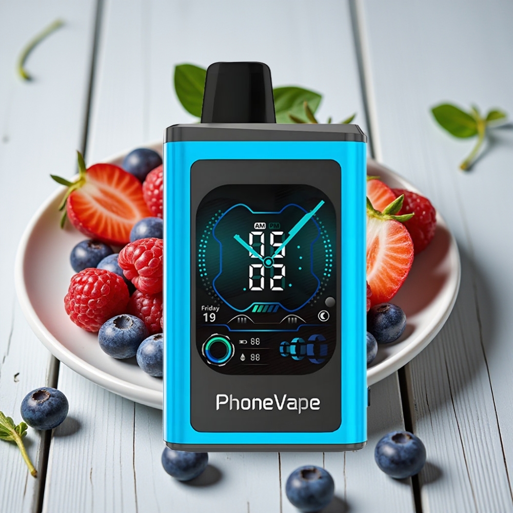 JNR PhoneVape 30000 puffs Tek Kullanımlık Vape Mavi Ahududu Buz 850mAh Turbo Mod Hava Akışı Ayarlanabilir