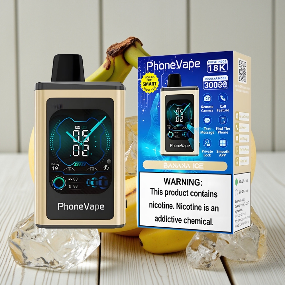 JNR PhoneVape 30000 puffs Tek Kullanımlık Vape Muz Buzu 850mAh Turbo Mod Hava Akışı Tam Ekran