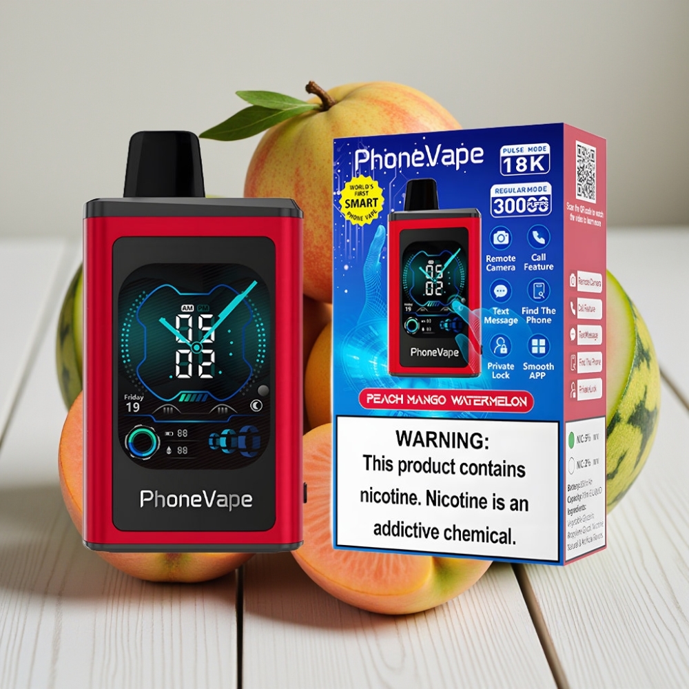 JNR PhoneVape 30000 puffs Tek Kullanımlık Vape Şeftali Mango Karpuz 850mAh Tip-C Şarj Ayarlanabilir Hava Akışı
