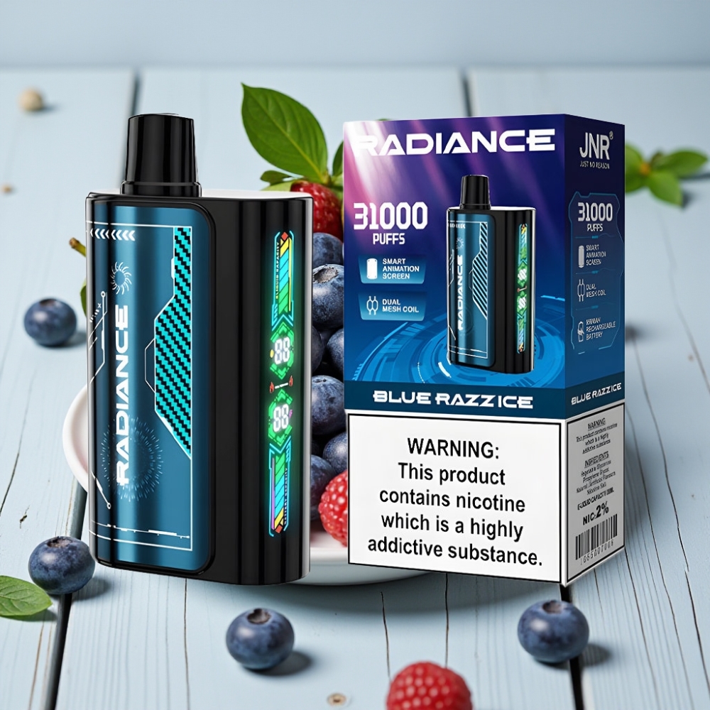 JNR Radiance 31000 Puffs Tek Kullanımlık Vape MAVİ AHUDUDU BUZ – 28ml 950mAh Type-C
