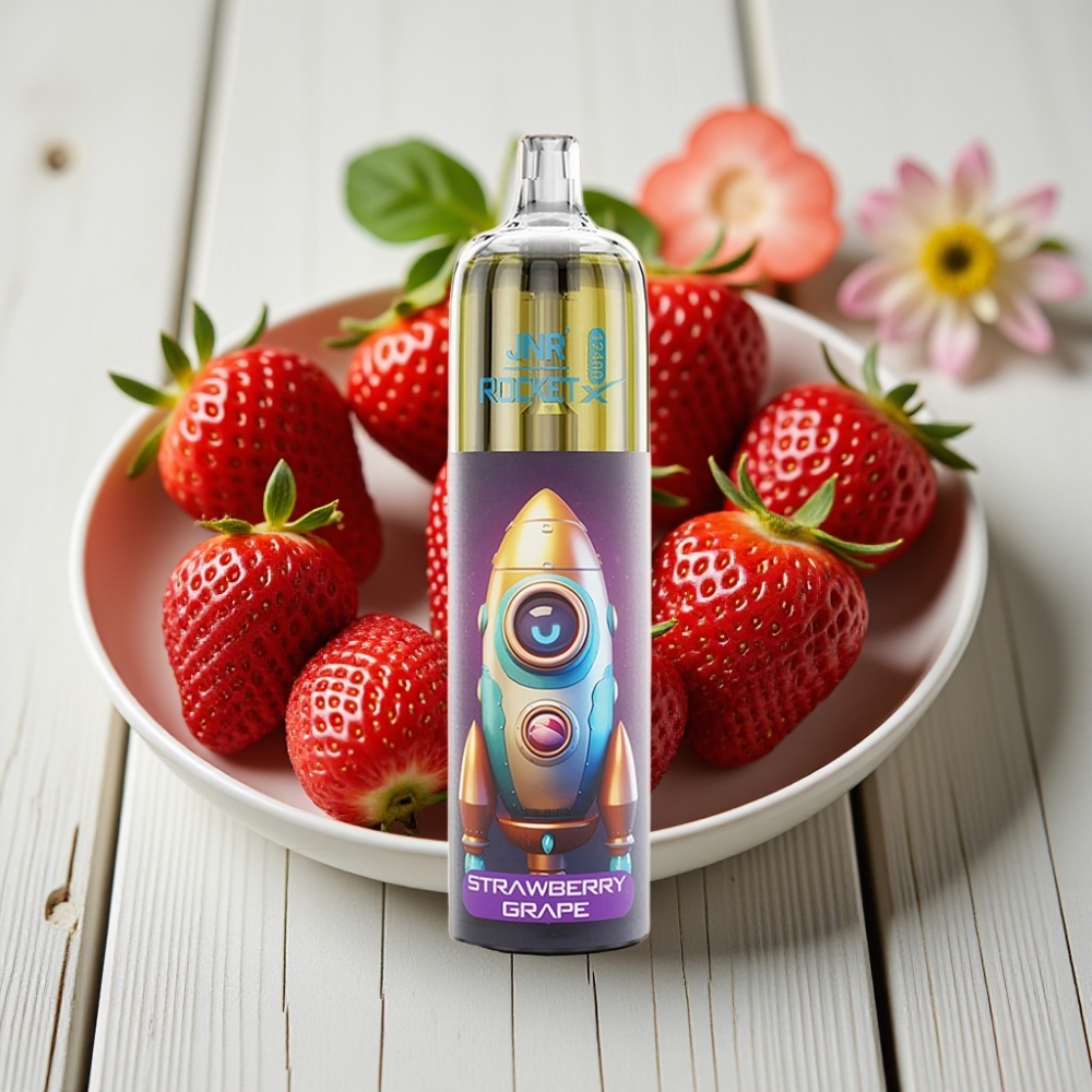 JNR Rocket-X 12400 Puffs Tek Kullanımlık Vape Çilek Üzüm - Ayarlanabilir Hava Akışı RGB Işık 25ml