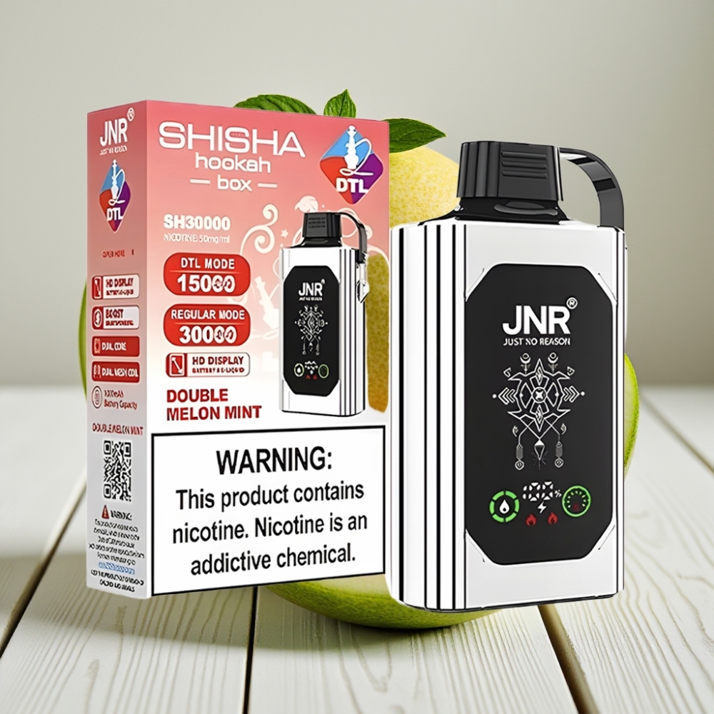 JNR Shisha Hookah Box 20500 Puffs Çift Kavun Nane – HD Ekran 1000mAh Type-C