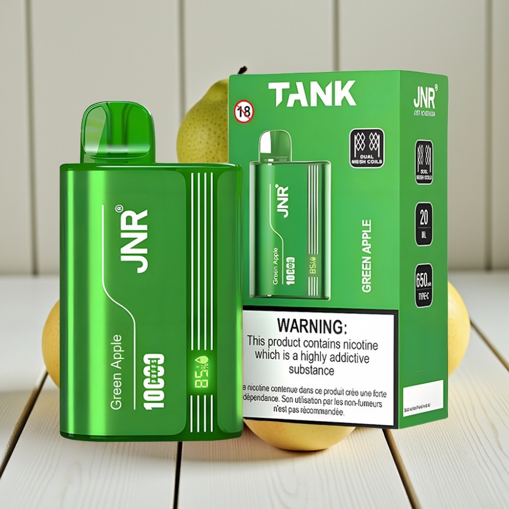 JNR Tank 10000 Puffs Tek Kullanımlık Vape Yeşil Elma Şeftali Armut 650mAh 20ml Tip-C